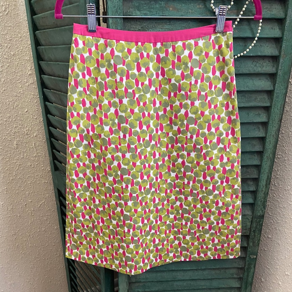 Boden lined cotton skirt, Pink/Green, size 2